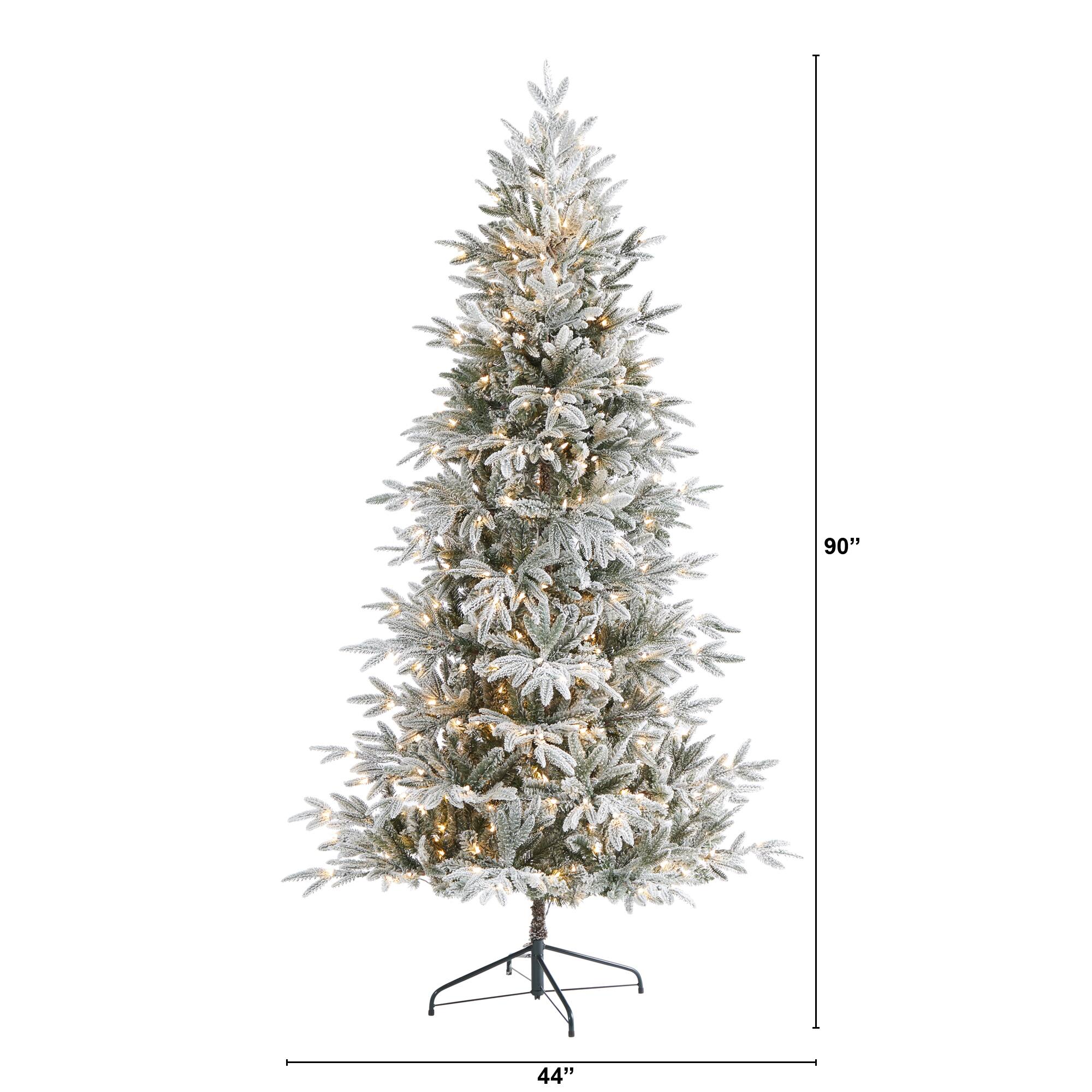 7.5ft. Pre-Lit Flocked Manchester Spruce Artificial Christmas Tree with Clear LED Lights